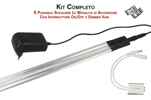 Kit Barra Led Con Sensore Door Apertura Anta 50cm Luce Calda Alimentatore Compreso Per Cucina Sottopensile Mobile ect.