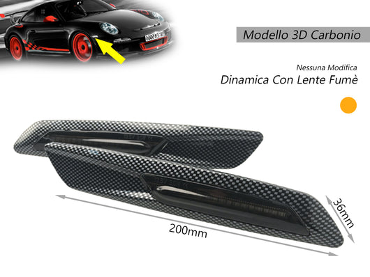 Kit Freccia Laterale a Led Side Marker Dinamica 3D Carbonio Lente Grigio BMW E81 E82 E87 E88 E90 E91 E92 E93 E60 E61 F10
