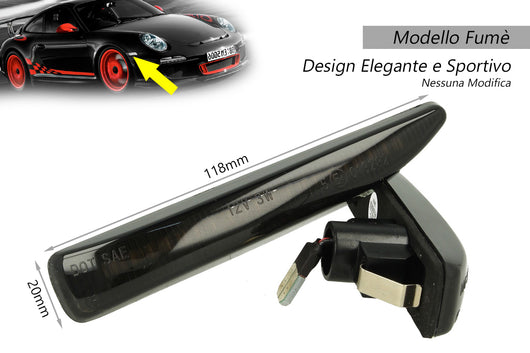 Kit Freccia Laterale a Led Side Marker Dinamica Lente Fume BMW Serie 7 E65 E66 E67 2001-2008 OEM 63137164757