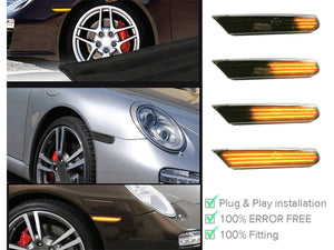 Kit Freccia Laterale a Led Side Marker Dinamica Lente Fume Porsche 911 Boxster 996 Resistenza Inclusa