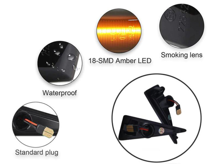 Kit Freccia Laterale a Led Side Marker Dinamica Lente Fume Renault Avantime Espace IV Megane II Scenic