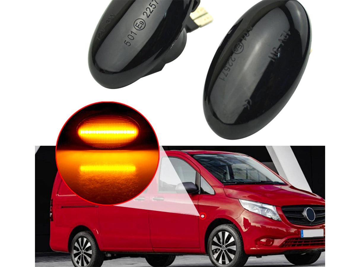 Kit Freccia Laterale a Led Side Marker Dinamica Lente Fume Smart W450 W452 Mercedes Benz W168 W415 W639 W447