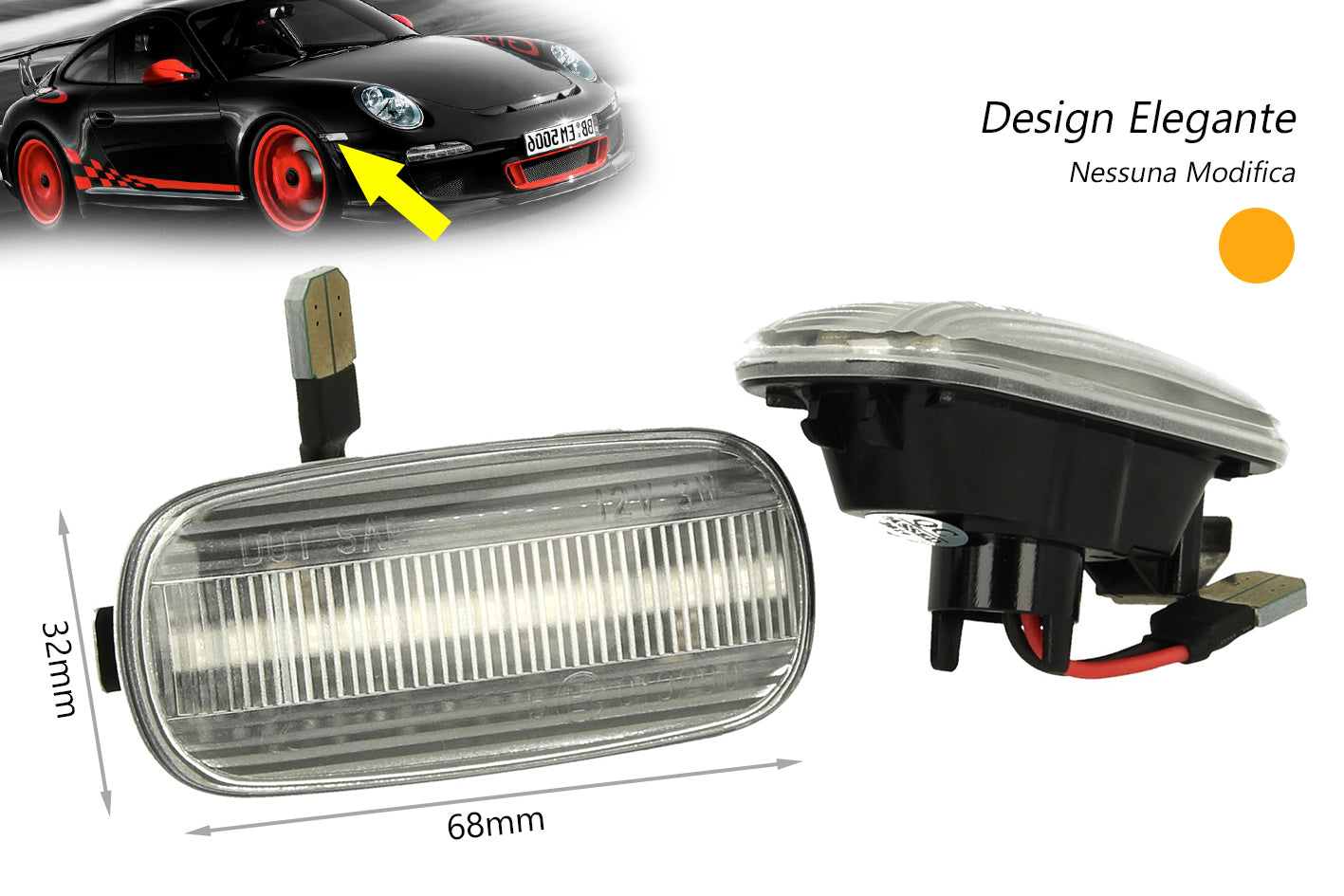 Kit Freccia Laterale a Led Side Marker Dinamica Lente Trasparente Audi A3 S3 A4 S4 RS4 A6 S6 RS6 OEM 8E0949127