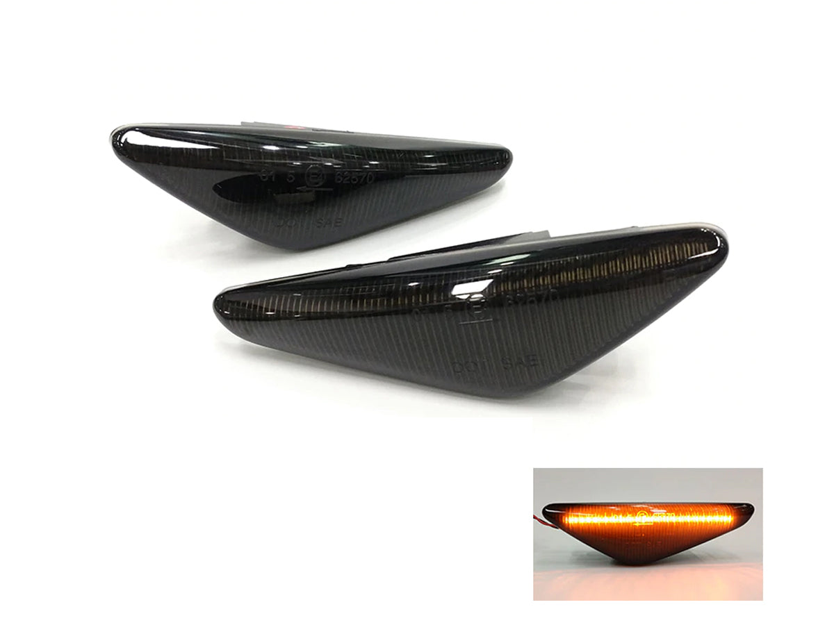 Kit Freccia Laterale a Led Side Marker Lente Nero Fume Luce Arancione Per BMW X5 E70 X3 F25 X6 E71 E46 63137171008