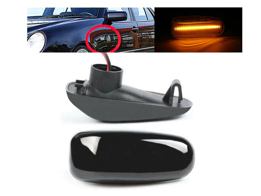 Kit Freccia Laterale a Led Side Marker Lente Nero Fume Luce Arancione Mercedes Benz W210 C W202 CLK W208 SLK R170