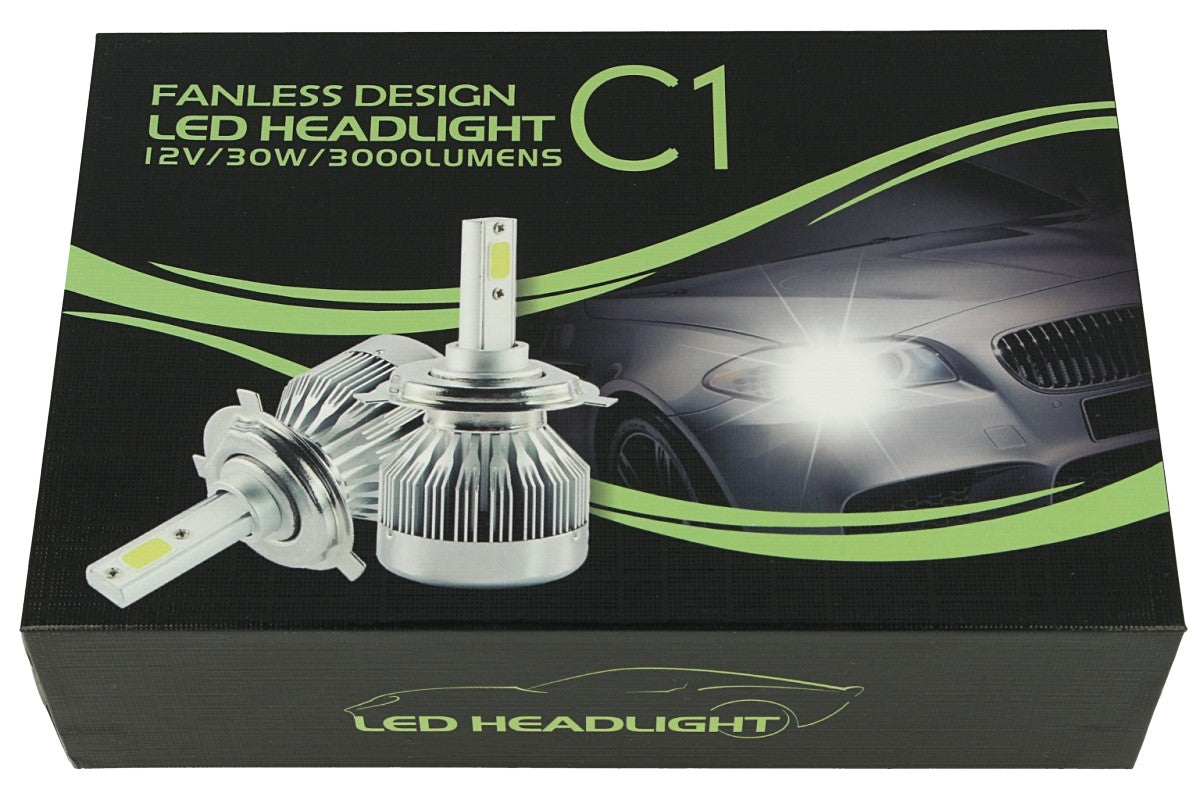 Kit Full Lampada Led Cob 9006 HB4 12V 24V Bianco 6000K Per Abbagliante e Fendinebbia Senza Driver