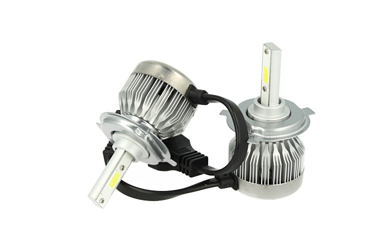 Kit Full Lampada Led Cob H4 20/20W 12V 24V Bi-Led Bi Luce Bianco 6000K Senza Driver e Ventilatore