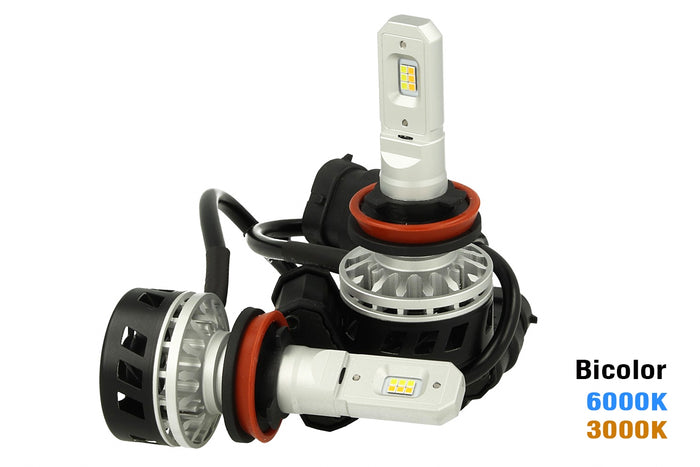 Kit Full Led Canbus H8 H11 30W Dual Color 6000K 3000K Doppio Colore Bianco Giallo Super Luminoso e Antinebbia 12V 24V 5000lm