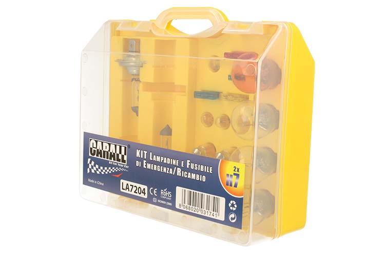 Kit Lampade Ricambio Emergenza Alogena Auto Bulbset 2X H7 12V 4 Fusibile (17 pz)