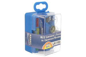 Kit Lampade Ricambio Emergenza Alogena Auto Bulbset H1 12V 3 Fusibile (8 pz)