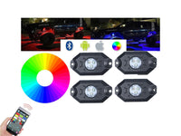 Kit Mini RGB Rock Light Bluetooth APP Sensore Musica Con 4 Luci Led 12V 24V IP68 Sottoscocca Per Jeep Off Road SUV Barca