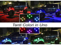 Kit Mini RGB Rock Light Bluetooth APP Sensore Musica Con 4 Luci Led 12V 24V IP68 Sottoscocca Per Jeep Off Road SUV Barca