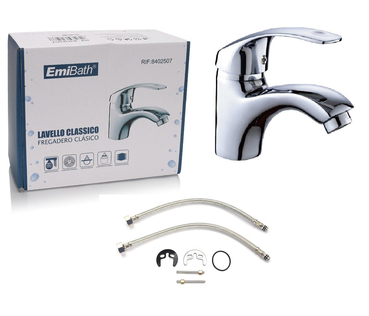 Kit Miscelatore Bagno Rubinetto Da Bagno Argento Cromato Misura 160x160mm