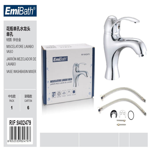 Kit Miscelatore Monocomando per Bagno Rubinetto per Lavabo Argento Cromato Misura 135x150mm