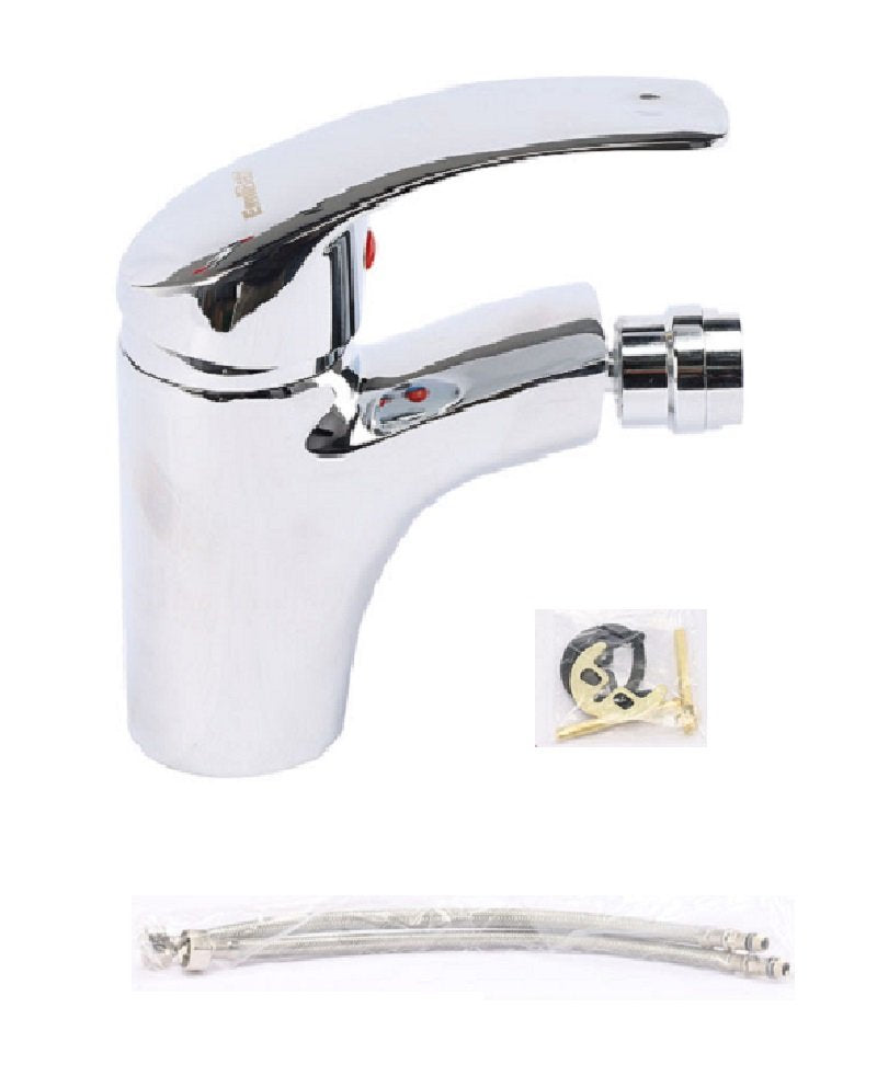 Kit Miscelatore Rubinetto Bidet Monocomando Testa Mobile Misura 140x130mm Colore Argento Cromato