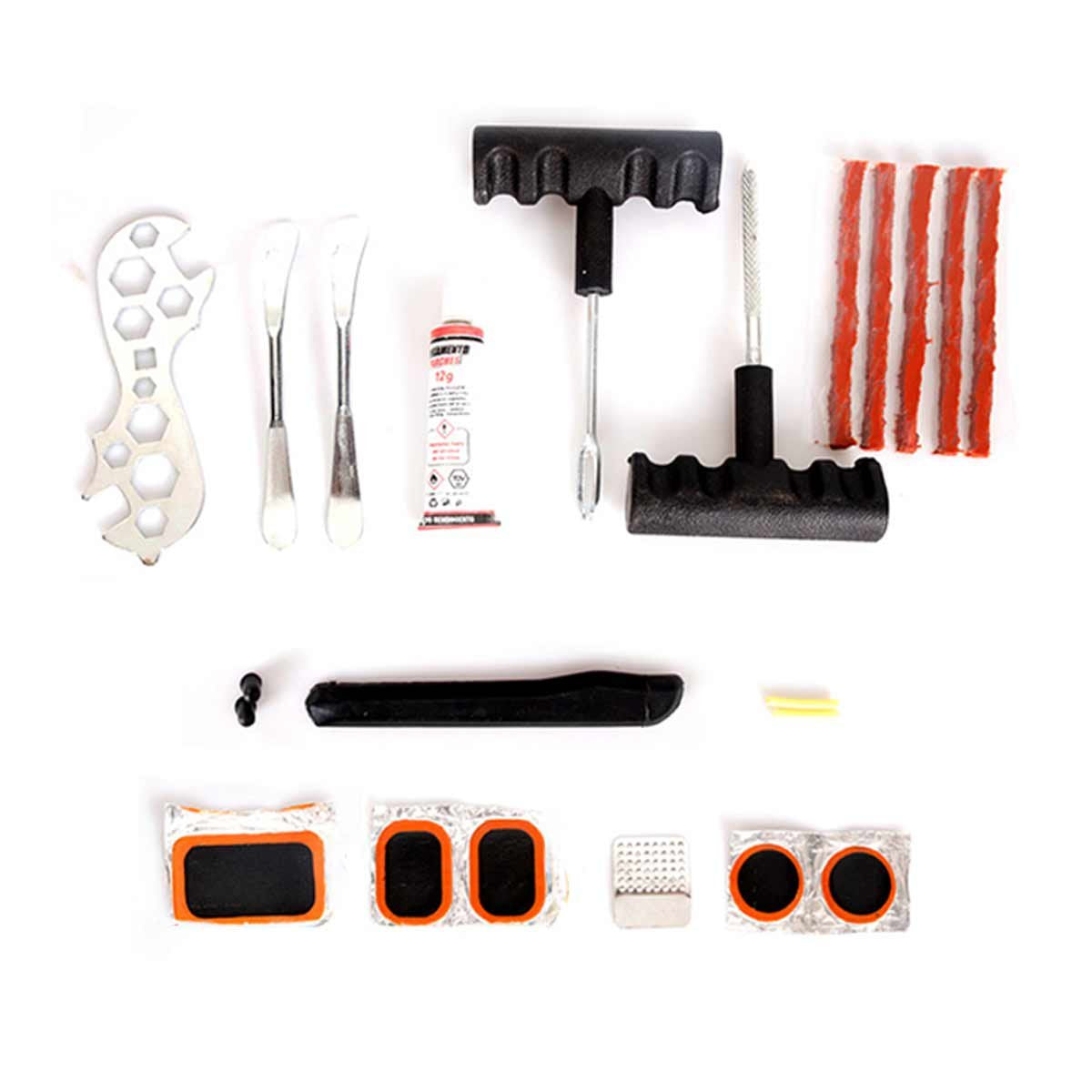 Kit Riparazione per Pneumatici Bicicletta Riparazione Camera d'Aria Bici Auto Moto Veicoli con Pneumatici in Gomma Kit da 22 Pezzi