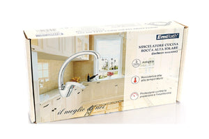 Kit Rubinetto Da Cucina Bocca Alta Con Miscelatore Misura 270x210mm Colore Argento Cromato