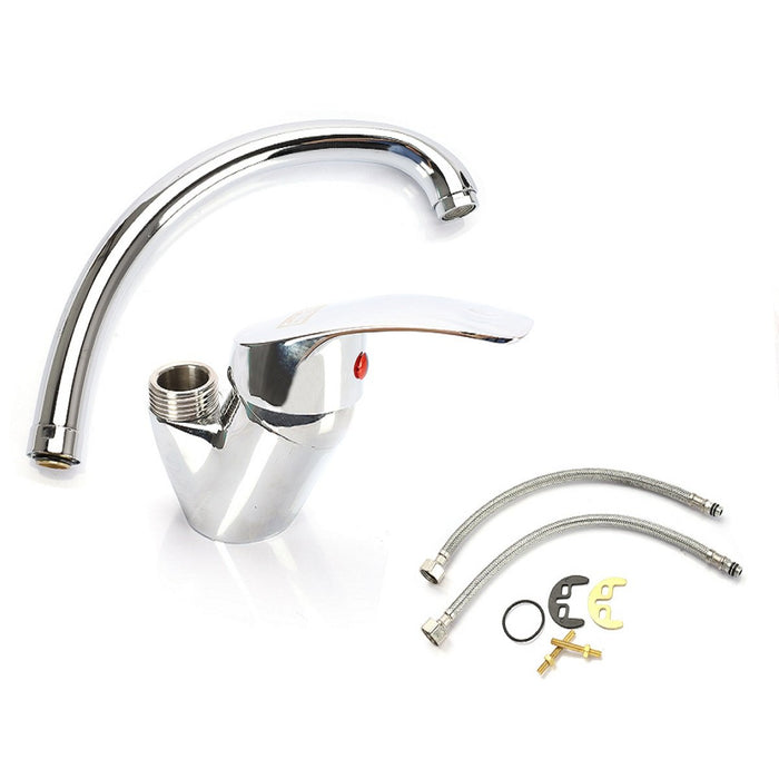 Kit Rubinetto Da Cucina Bocca Alta Con Miscelatore Misura 270x210mm Colore Argento Cromato