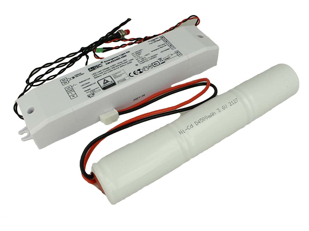 Kit Sistema Di Emergenza Led Corrente Costante 6-60V Per Luci Led Con Led Driver Separabile 3 Ore Da 3W Fino a 60W