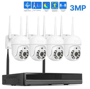 Kit Videosorveglianza Wireless Nvr 4 Canali Wifi Ip Telecamere Motorizzate 3mpx