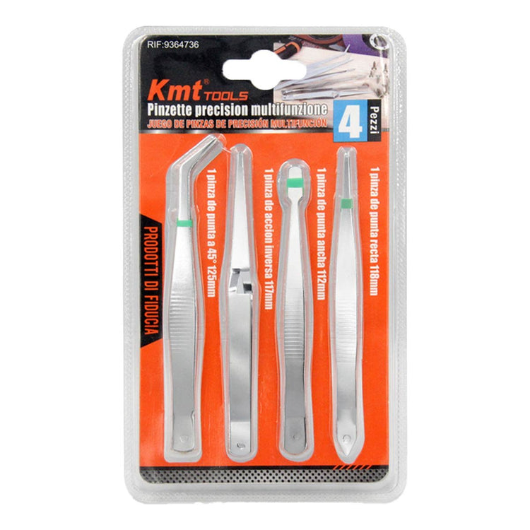 Kit di 4 Pinzette Precisione Multifunzione per Laboratori Industriali, Gioielli, Hobby, Artigianato