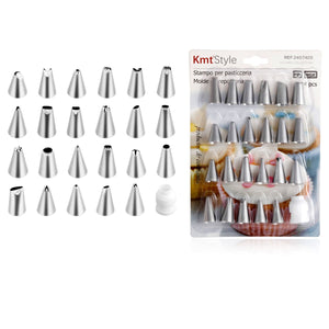 Kit di Ugelli per Glassa Torta 24 Punte Stampe Diverse in Silicone Bocchette Decorative per Pasticceria (24 Pezzi)