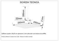 Kit doccia a 2 vie, miscelatore soffione a tetto, doccetta Sicena Never 25x25 cm