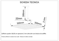 Kit doccia a 2 vie, miscelatore soffione a tetto, doccetta Sicena Never 30x30 cm