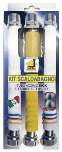 Kit scaldabagno kit caldaia flessibili estensibili 200 400 gas 3/4 mf uni 11353 2 pz. x1/2 mf acqua DM 174