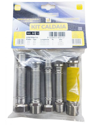 Kit tubi flessibili estensibili caldaia acciaio inox 100 200 gas 3/4 mf uni 11353 2 1/2 mf 2 3/4"mf acqua DM 174