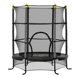 Trampolino Tappeto Elastico per Bambini 3-10 Anni con Rete e Pali Imbottiti in Acciaio Ø163x163 cm in PP e Schiuma Nero