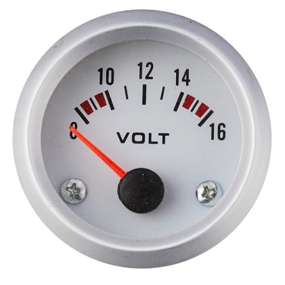 Indicatore voltometro 8 - 16 volt dc 12 v bianco esterno mm 57