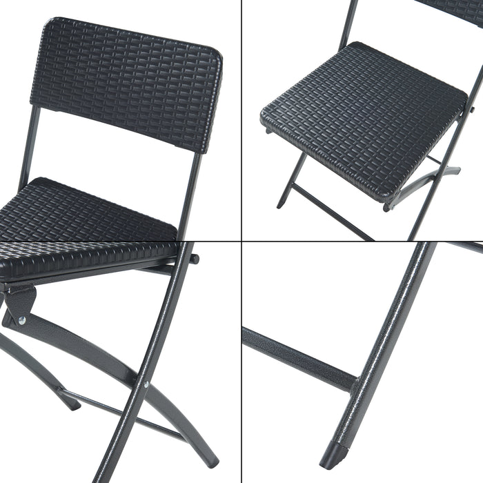 Set Mark di 2 Sedie Pieghevoli - Nero Effetto Rattan [en.casa]