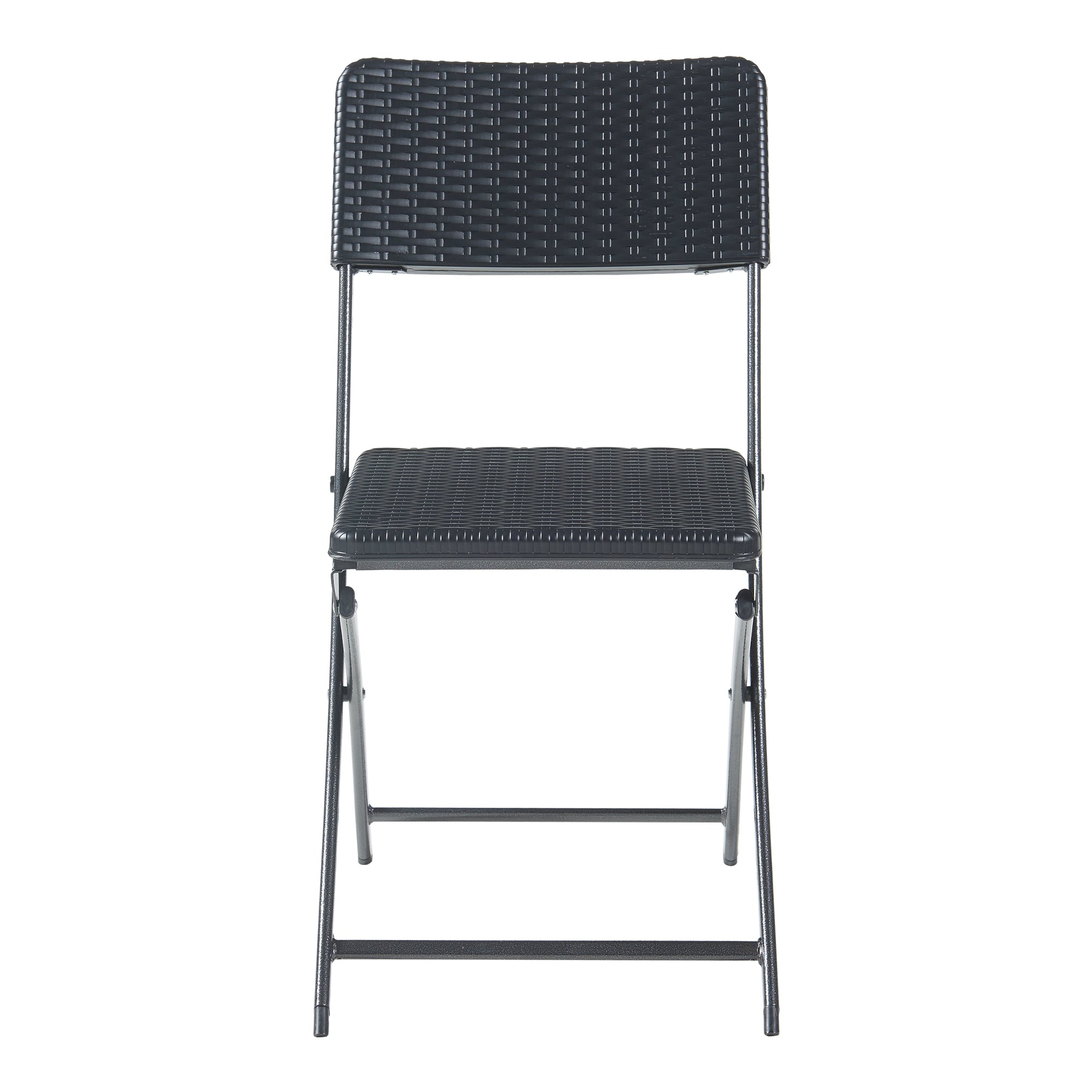 Set Mark di 2 Sedie Pieghevoli - Nero Effetto Rattan [en.casa]