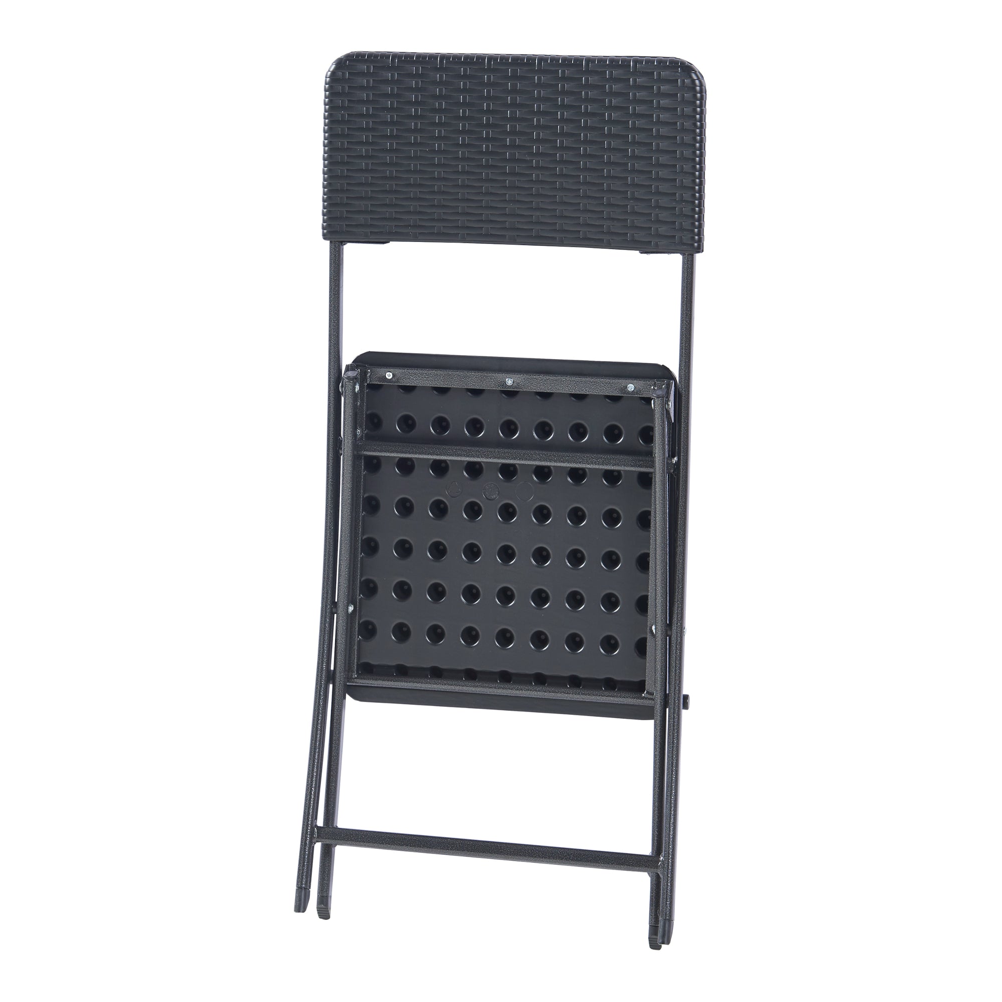 Set Mark di 2 Sedie Pieghevoli - Nero Effetto Rattan [en.casa]