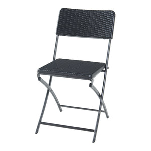 Set Mark di 2 Sedie Pieghevoli - Nero Effetto Rattan [en.casa]