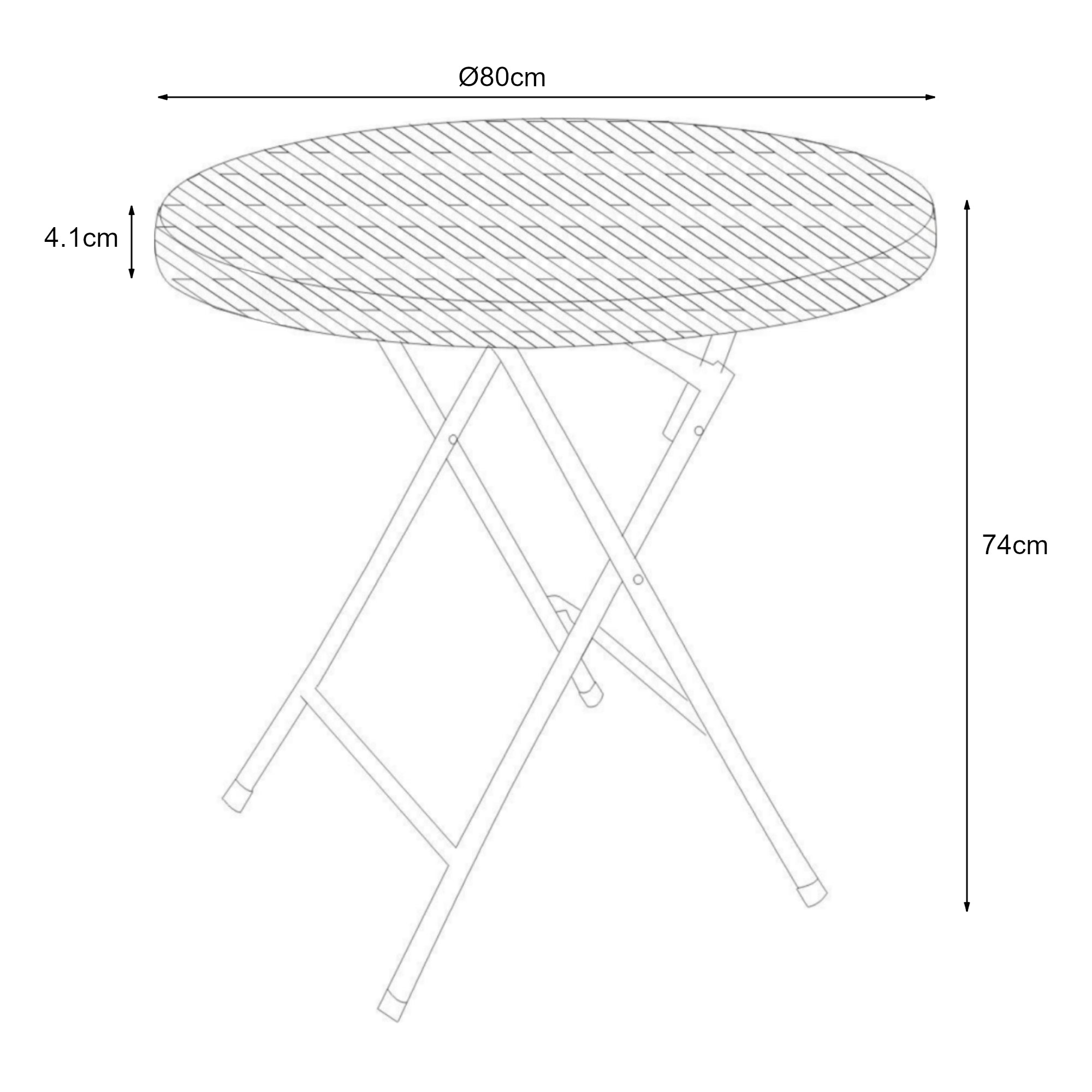 Tavolo da Picnic Mark Pieghevole Ø80 x 74 cm Nero Effetto Rattan pro.tec