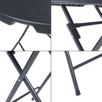 Tavolo da Picnic Mark Pieghevole Ø80 x 74 cm Nero Effetto Rattan pro.tec