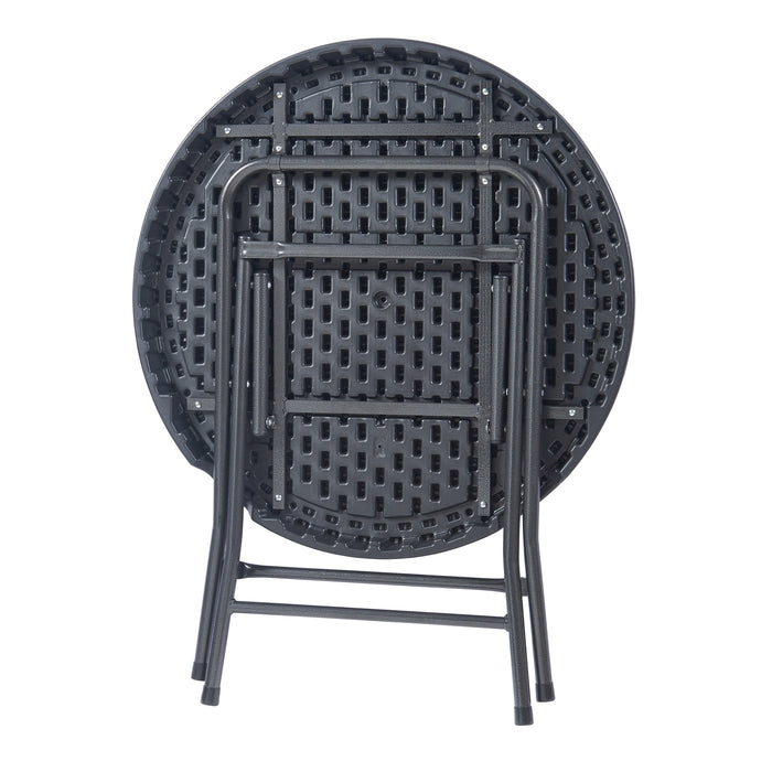 Tavolo da Picnic Mark Pieghevole Ø80 x 74 cm Nero Effetto Rattan pro.tec