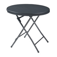 Tavolo da Picnic Mark Pieghevole Ø80 x 74 cm Nero Effetto Rattan pro.tec