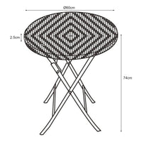 Tavolo da Picnic Mark Pieghevole Ø60 x 74 cm Nero Effetto Rattan pro.tec