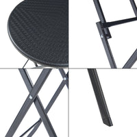 Tavolo da Picnic Mark Pieghevole Ø60 x 74 cm Nero Effetto Rattan pro.tec