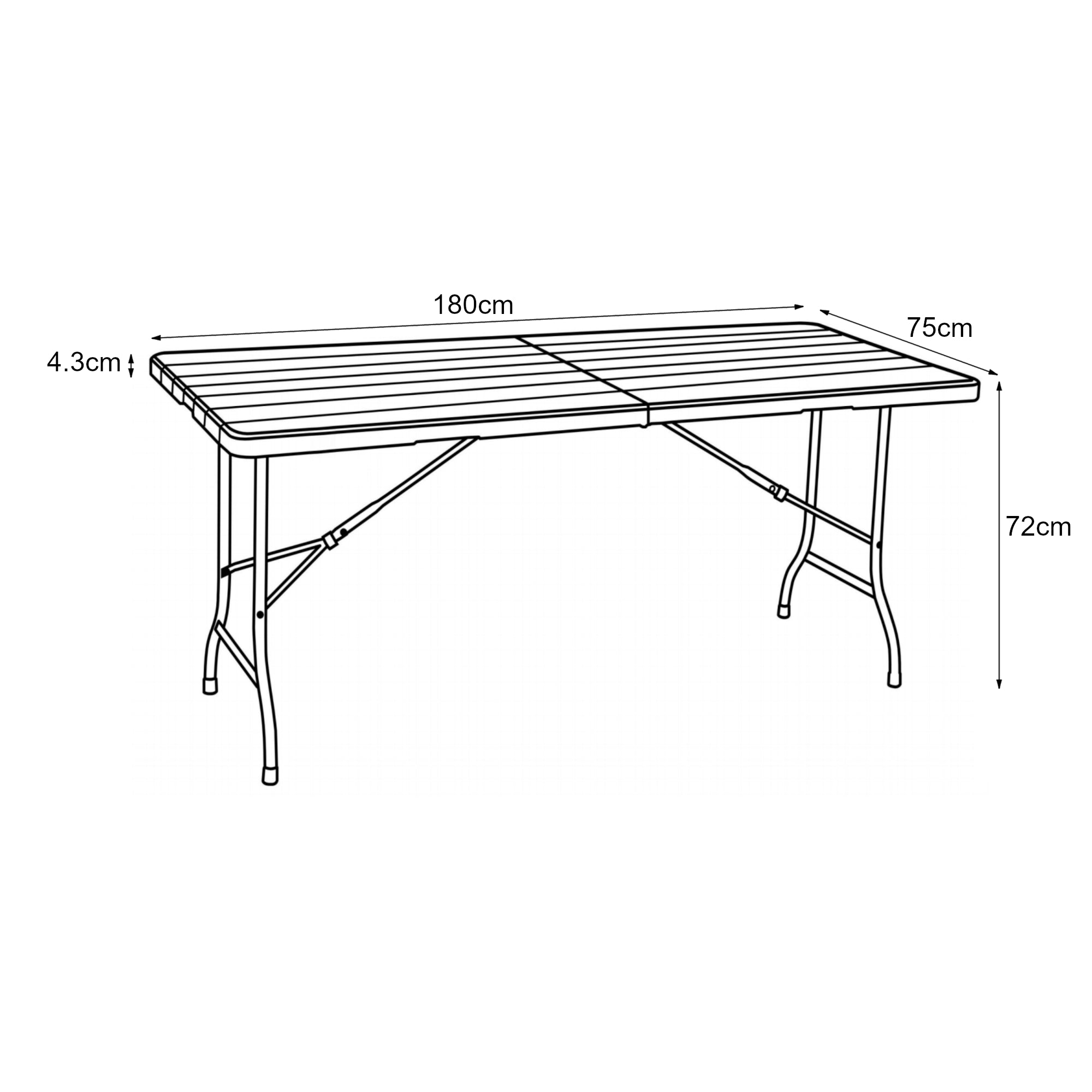 Tavolo da Picnic Lillestrøm Pieghevole 180 x 75 x 72 cm Marrone Effetto Legno pro.tec