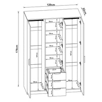 Armadio Guardaroba Eiselfing con Scomparti e Cassetti 176 x 120 x 52 cm Effetto Rovere [en.casa]