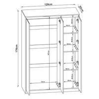 Armadio Guardaroba Bastheim con 4 Scomparti 176 x 120 x 52 cm Effetto Rovere [en.casa]