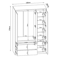 Armadio Guardaroba Bastheim con 6 Scomparti 176 x 120 x 52 cm Effetto Rovere [en.casa]