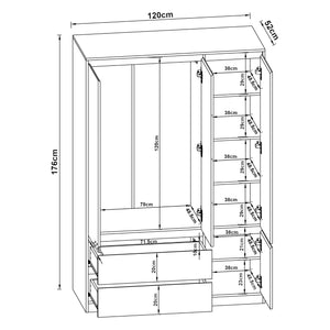 Armadio Guardaroba Bastheim con 6 Scomparti 176 x 120 x 52 cm Effetto Rovere [en.casa]