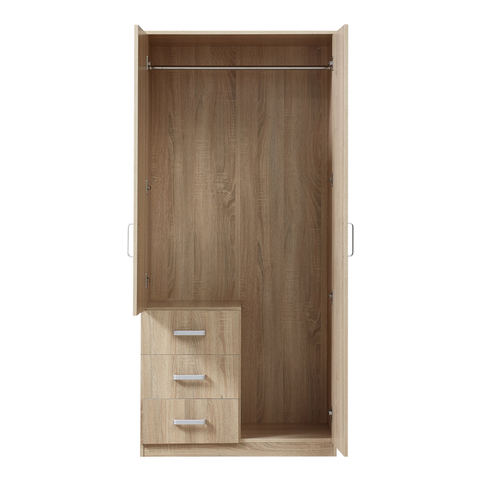 Armadio Guardaroba Bodolz con Cassettiera e Specchio 176 x 80 x 52 cm Effetto Rovere Sonoma [en.casa]