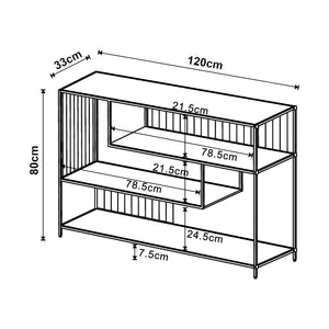 Tavolo a Consolle Oxelösund Scaffale Basso a 4 Piani 120x33x80 cm Nero [en.casa]