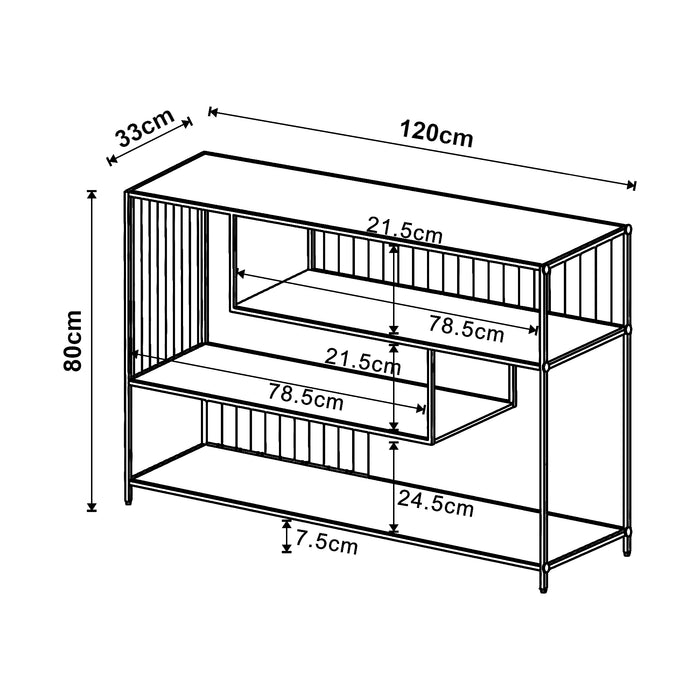 Tavolo a Consolle Oxelösund Scaffale Basso a 4 Piani 120x33x80 cm Nero [en.casa]